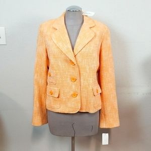 Saks Fifth Avenue Real Clothes Tangerine Women Cotton Blazer Sz 14 NWT